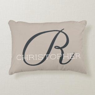 Cojín Decorativo R Inicial Taupe Tostado Neutral Personalizado Mode