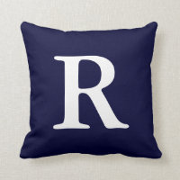 Cojín decorativo R Monogramado azul marino