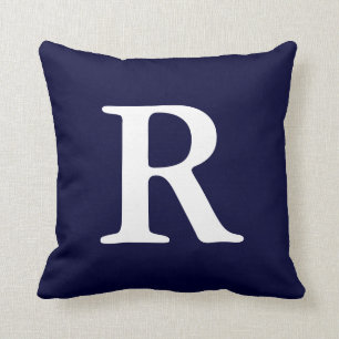 Cojín decorativo R Monogramado azul marino