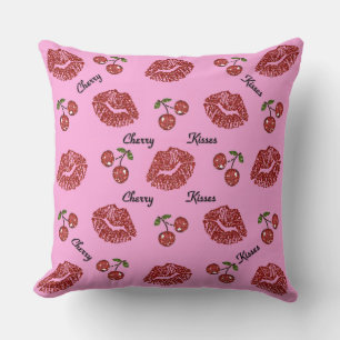 Cojín Decorativo RAB Rockabilly Besos de Cereza en Rosa