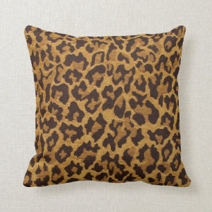 Cojín Decorativo RAB Rockabilly Estampado Leopardo Marrón Dorado