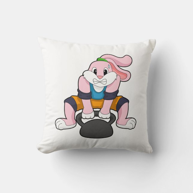 Cojín Decorativo Rabbit at Fitness with Dumbbell.PNG (Anverso)