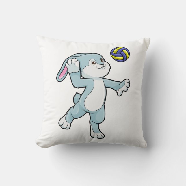 Cojín Decorativo Rabbit at Sports with Volleyball (Anverso)