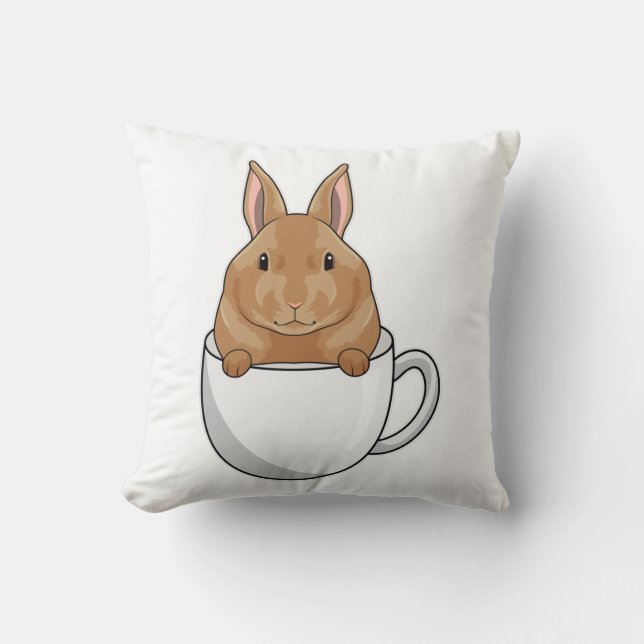 Cojín Decorativo Rabbit with Cup of Coffee (Anverso)