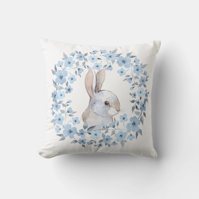 Cojín Decorativo Rabbit y flor (Anverso)