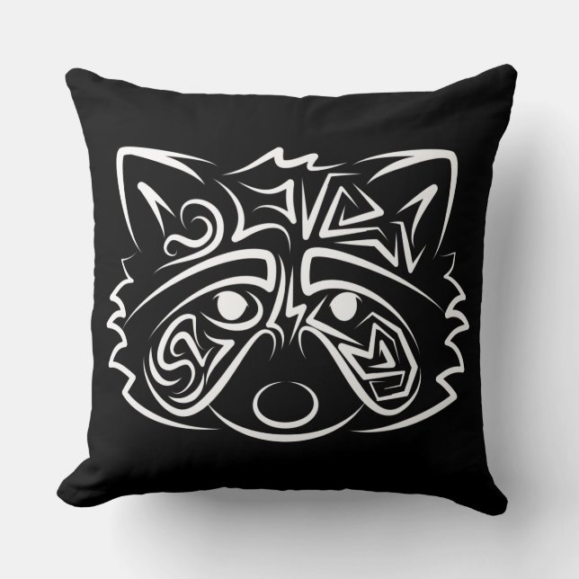Cojín Decorativo Racco tribal blanco y negro (Anverso)