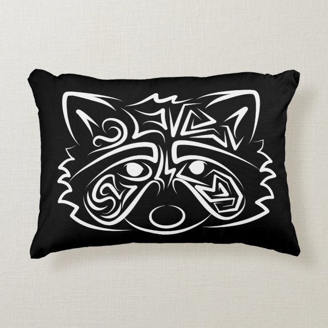 Cojín Decorativo Racco tribal blanco y negro (Anverso)
