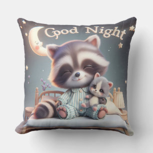 Cojín Decorativo Raccoon con un gatito, colección de Natasha Us