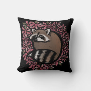 Cojín Decorativo Raccoon Daisy Flower Art Raccoons Daisies Floral