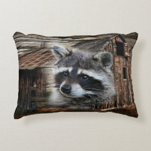 Cojín Decorativo Raccoon En El Antiguo Barn