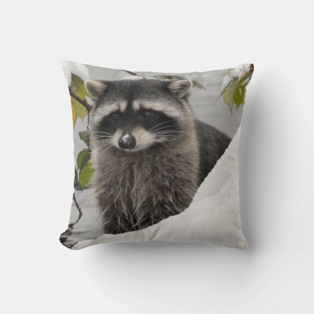 Cojín Decorativo Raccoon en la nieve Pillow (Anverso)