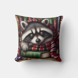 Cojín Decorativo Raccoon festivo duerme sobre los libros