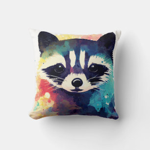 Cojín Decorativo Raccoon Naturaleza silvestre Color animal Pintura 