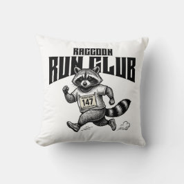 Cojín Decorativo "Raccoon Run Club Maratón Retro Trash Panda Corred