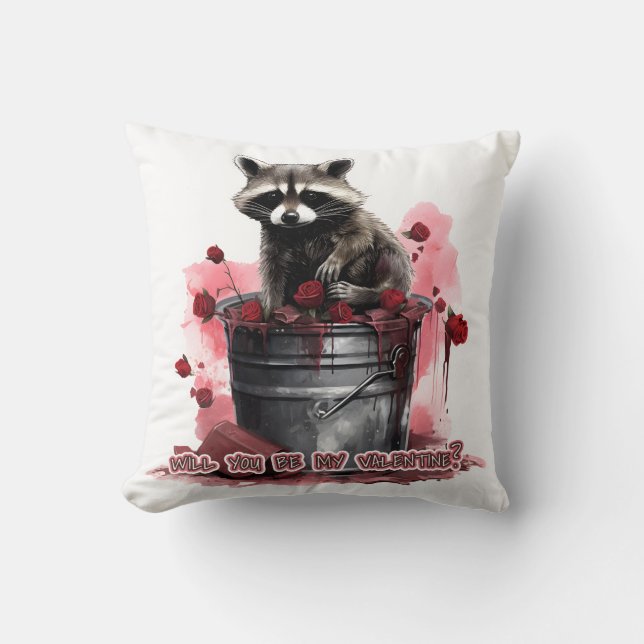 Cojín Decorativo Raccoon ¿Serás mi San Valentín? (Anverso)