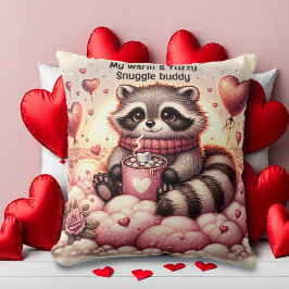 Cojín Decorativo Raccoon Valentines cálidos y difusos