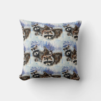 Cojín Decorativo Raccoons and Snow from Original Art