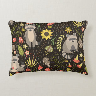 Cojín Decorativo Raccoons Funny Patrón de Ilustracion Vintage