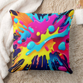 Cojín Decorativo Rachas dinámicas de pintura fluorescente