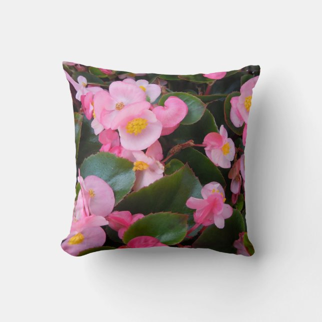 Cojín Decorativo Racimo de variar begonias rosadas (Anverso)