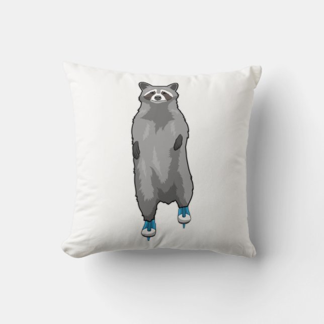 Cojín Decorativo Racoon en patinaje sobre hielo con patines de hiel (Anverso)