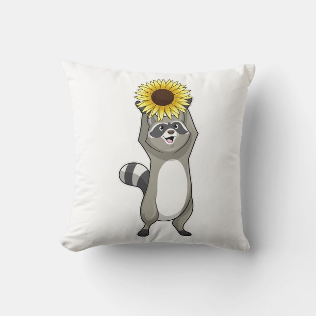 Cojín Decorativo Racoon with Sunflower (Anverso)
