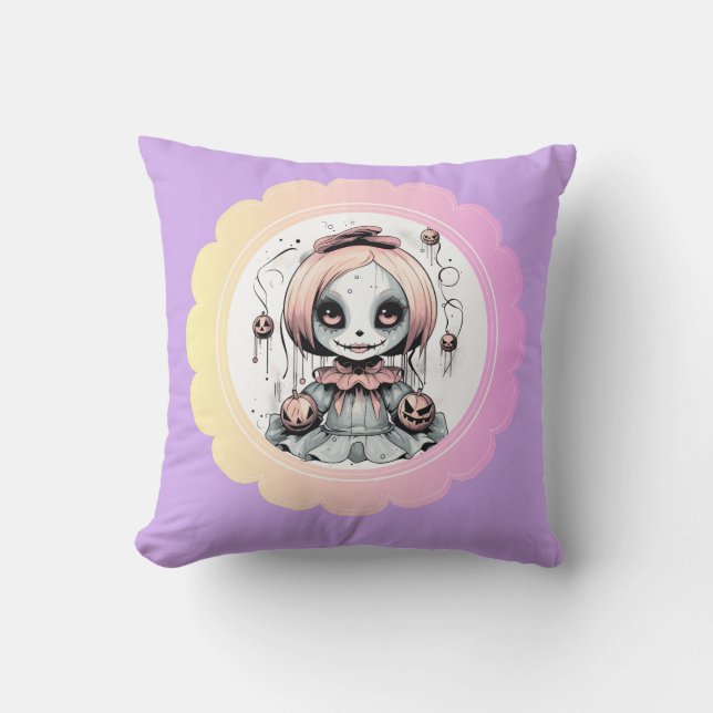 Cojín Decorativo Rag Doll Cute y Spooky Personalizado (Anverso)