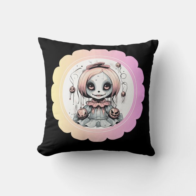 Cojín Decorativo Rag Doll Cute y Spooky Personalizado (Anverso)