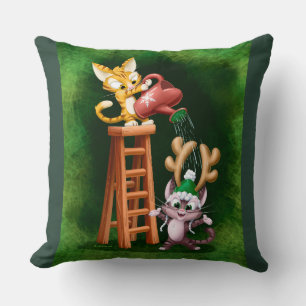 Cojín Decorativo RAIN DEER CATS por Jeff Willis Art