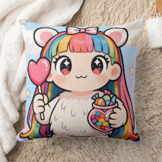 Cojín Decorativo Rainbow Bear Girl Candy Pop Pillow