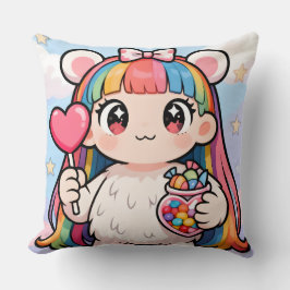 Cojín Decorativo Rainbow Bear Girl Candy Pop Pillow
