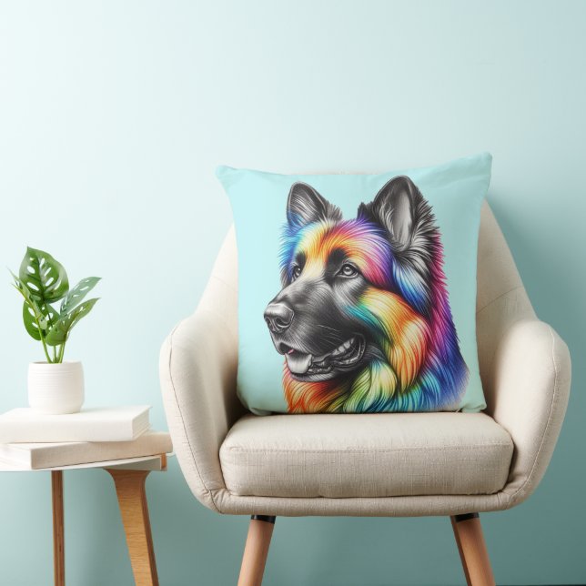 Cojín Decorativo Rainbow German Shepherd Cozy Poem  (Silla)