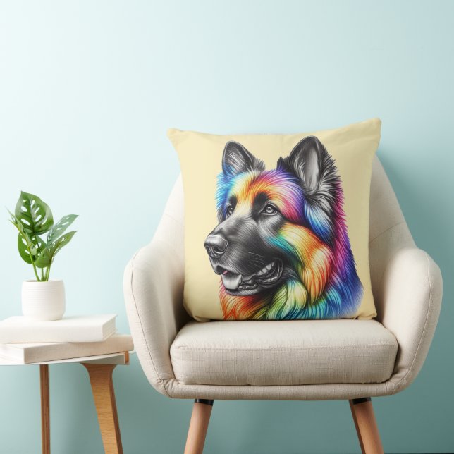 Cojín Decorativo Rainbow German Shepherd Cozy Poem  (Silla)