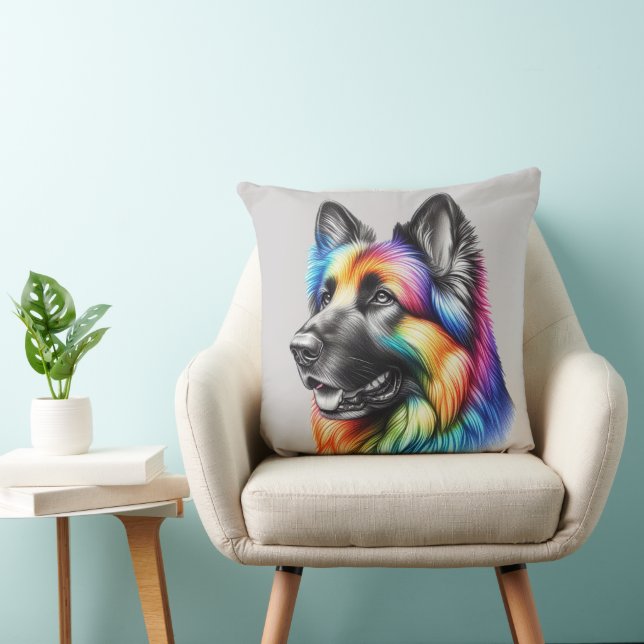 Cojín Decorativo Rainbow German Shepherd Cozy Poem  (Silla)