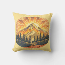Cojín Decorativo Rainbow Mountain Peak | Retro Mountains Sunrise 