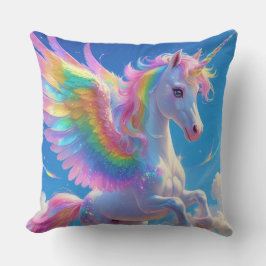 Cojín Decorativo Rainbow Winged Prancing Unicorn