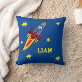 Cojín Decorativo Rakete mit Sternen | personalisierbares Kissen