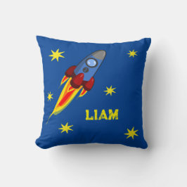 Cojín Decorativo Rakete mit Sternen | personalisierbares Kissen 