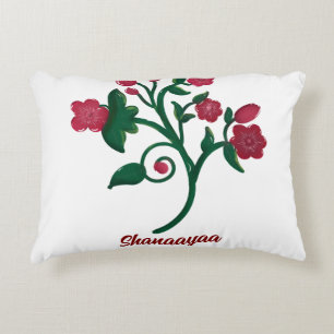 Cojín Decorativo Rama Botánica Floral Roja Elegante Personalizada
