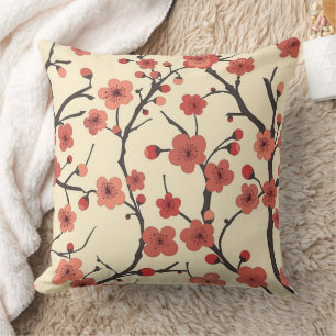 Cojín Decorativo Rama de carbón de flor de coral Meihua china