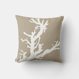 Cojín Decorativo Rama de coral - blanco sobre el toldo