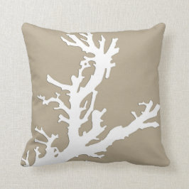 Cojín Decorativo Rama de coral - blanco sobre el toldo