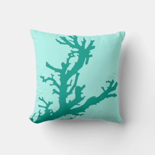 Cojín Decorativo Rama de coral: turquesa y agua