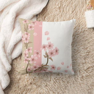 Cojín Decorativo Rama de flor de cerezo rosa elegante