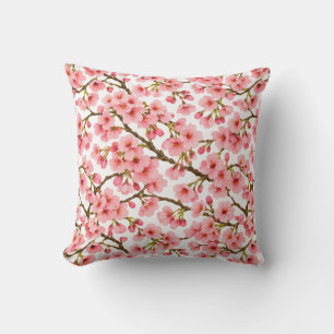 Cojín Decorativo Rama de flor de cerezo rosa patrón