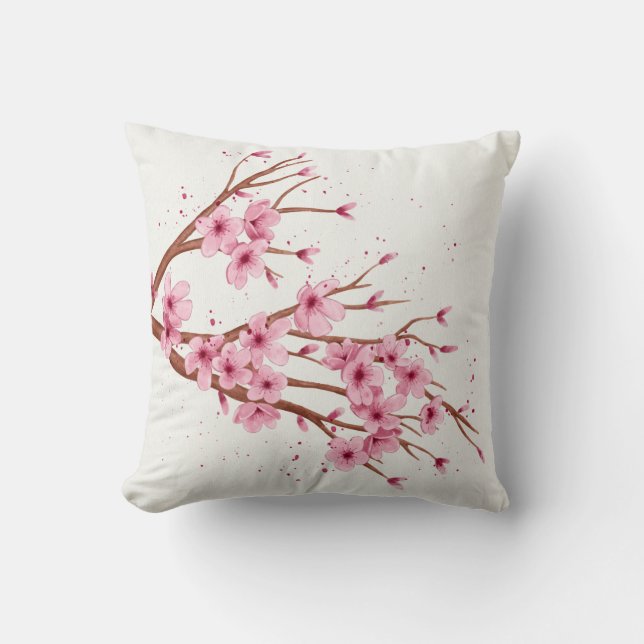 Cojín Decorativo rama de flores sakura (Anverso)