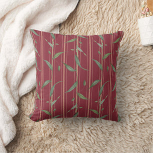 Cojín Decorativo Rama de hojas en papel rojo