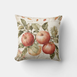 Cojín Decorativo Rama de manzana vintage en acuarela