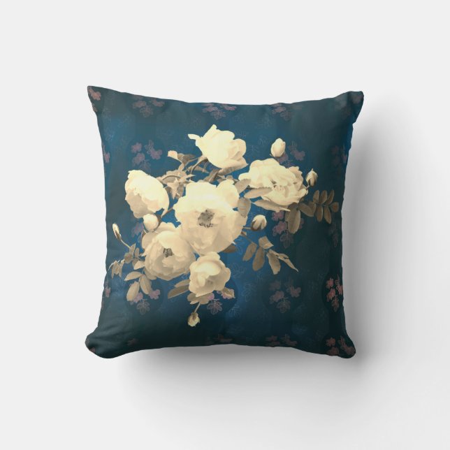 Cojín Decorativo Rama de rosas blancas (Anverso)