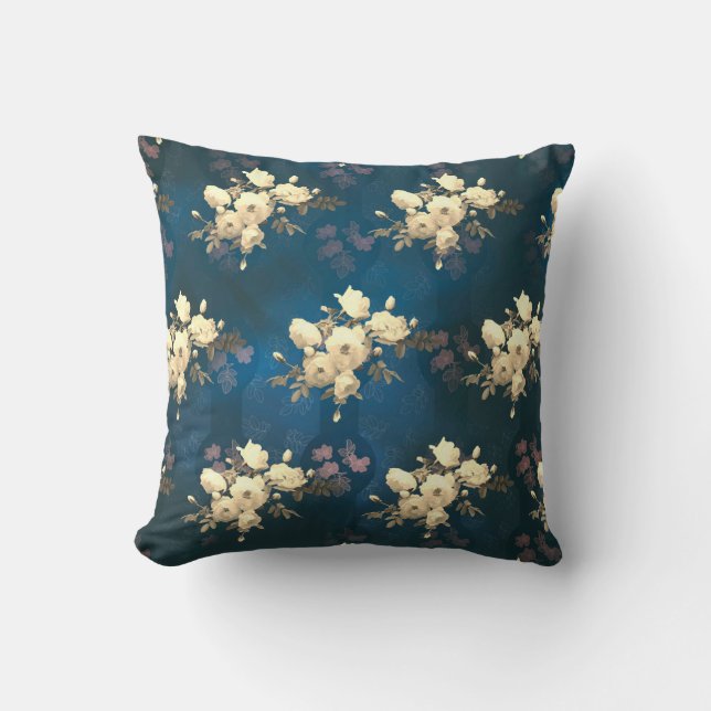 Cojín Decorativo Rama de Rosas Blancas (Anverso)